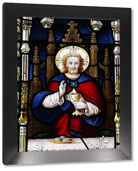 Jesus at the Last Supper, 19th century stained glass in St