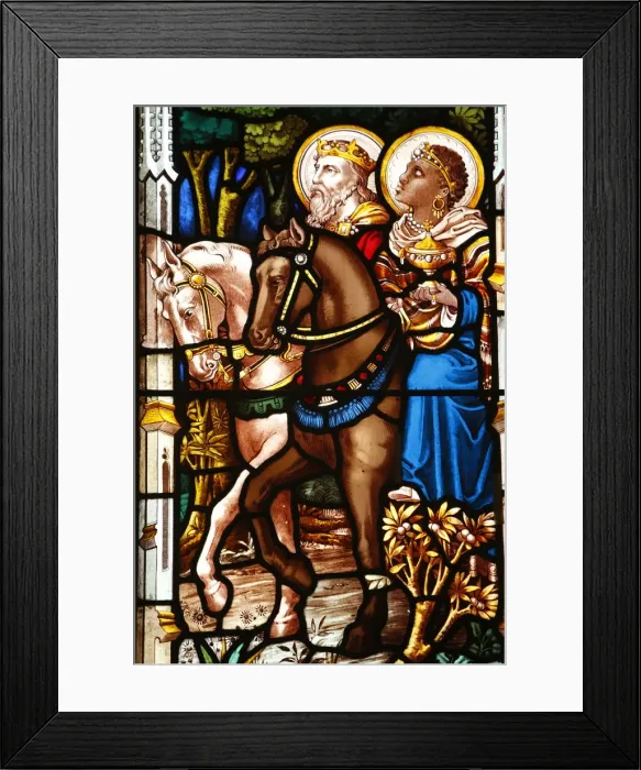 Framed Print : Three Wise Men on horses bearing gifts, 19th century stained glass in St Framed Print : Three Wise Men on horses bearing gifts, 19th century stained glass in St