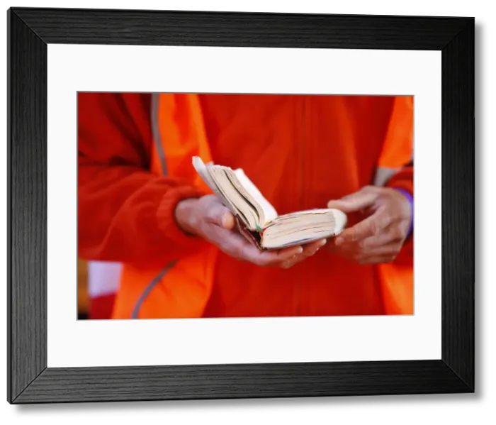 Framed Print : Young pilgrim reading the Bible, World Youth Day, Sydney, New South Wales, Australia Framed Print : Young pilgrim reading the Bible, World Youth Day, Sydney, New South Wales, Australia