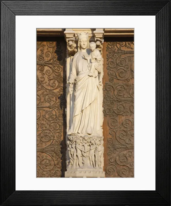 Framed Print : Virgin and Child, Virgins Gate, west front, Notre Dame Cathedral Framed Print : Virgin and Child, Virgins Gate, west front, Notre Dame Cathedral