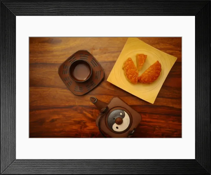 Framed Print : Moon cake and green tea, Paris, France, Europe Framed Print : Moon cake and green tea, Paris, France, Europe