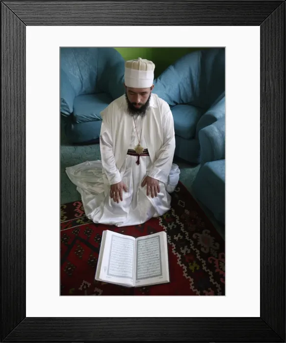 Framed Print : Bektachi dervish reading Koran, Tirana, Albania, Europe Framed Print : Bektachi dervish reading Koran, Tirana, Albania, Europe