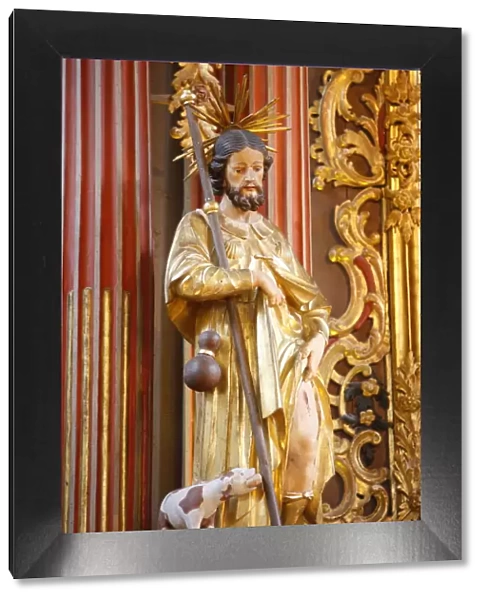 Statue of St. Roch in Saint-Nicolas de Veroce church, Haute Savoie, France, Europe