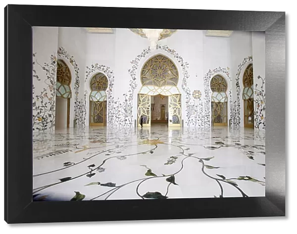 Thousands of semi-precious stones, inset in marble, decorate the Sheikh Zayed Grand