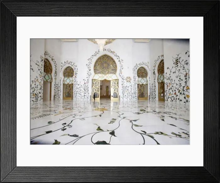 Framed Print : Thousands of semi-precious stones, inset in marble, decorate the Sheikh Zayed Grand Framed Print : Thousands of semi-precious stones, inset in marble, decorate the Sheikh Zayed Grand