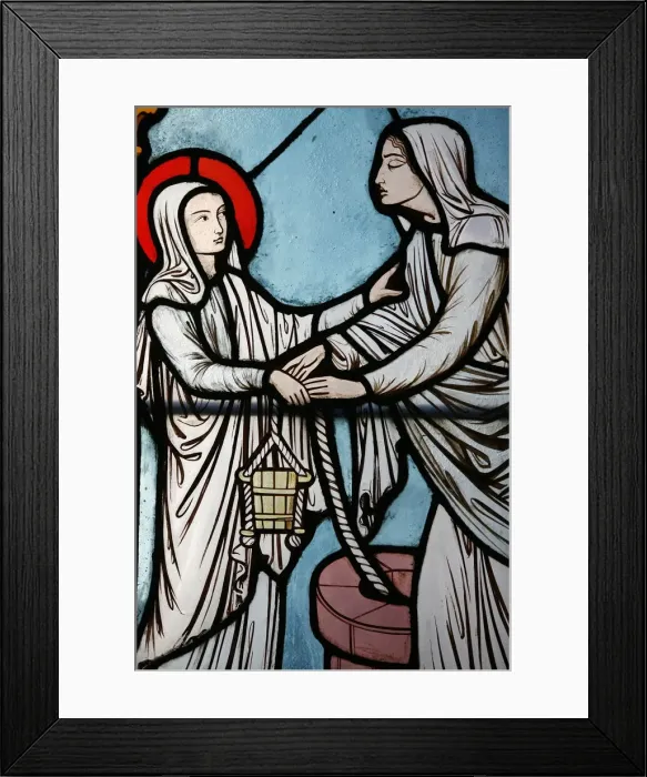 Framed Print : Stained glass window by Alfred Gerente depicting the life of Sainte Genevieve Framed Print : Stained glass window by Alfred Gerente depicting the life of Sainte Genevieve