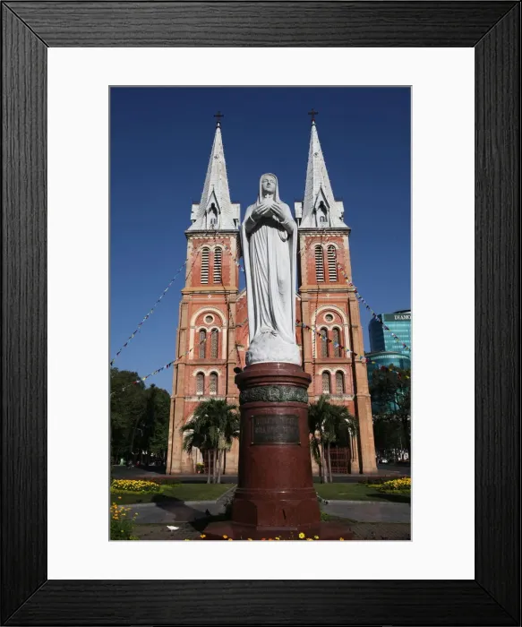 Framed Print : The Saigon Notre-Dame Basilica, a neo-Romanesque Catholic church built by the French in Framed Print : The Saigon Notre-Dame Basilica, a neo-Romanesque Catholic church built by the French in