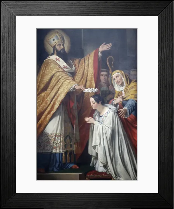 Framed Print : Painting of Saint Medard crowning a young virtuous girl by Louis Dupre, dating from 1837