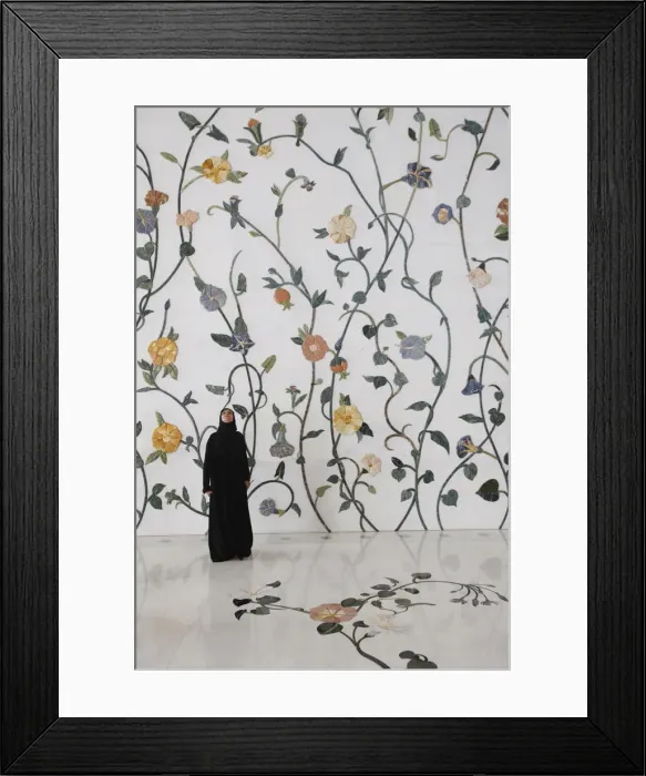Framed Print : Thousands of semi-precious stones, inset in marble, in a flower pattern decorate Framed Print : Thousands of semi-precious stones, inset in marble, in a flower pattern decorate
