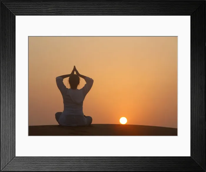 Framed Print : Sunset meditation in the desert, Abu Dhabi, United Arab Emirates, Middle East Framed Print : Sunset meditation in the desert, Abu Dhabi, United Arab Emirates, Middle East