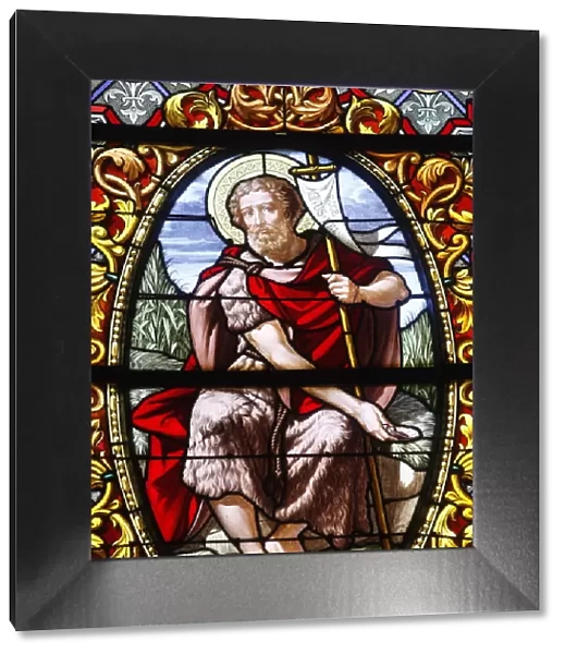 Stained glass of John the Baptist, Saint-Louis cathedral, Versailles, France, Europe