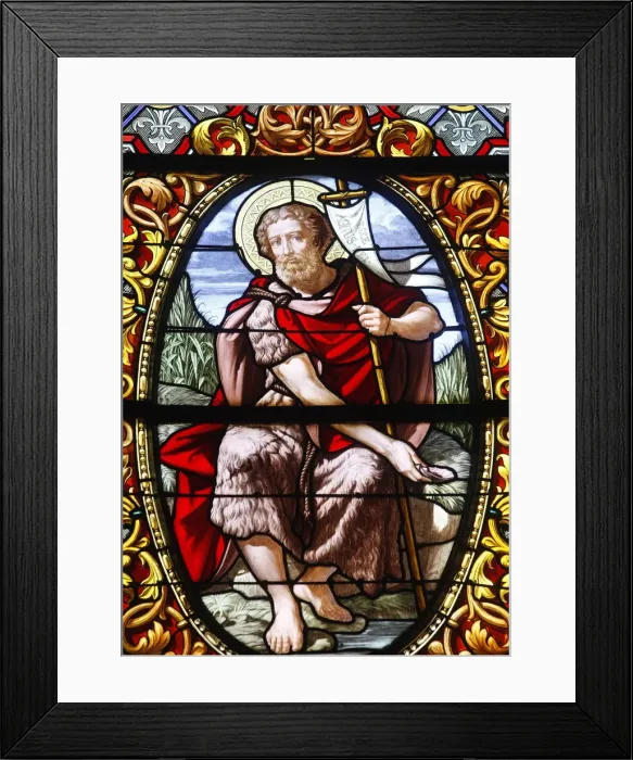 Framed Print : Stained glass of John the Baptist, Saint-Louis cathedral, Versailles, France, Europe Framed Print : Stained glass of John the Baptist, Saint-Louis cathedral, Versailles, France, Europe