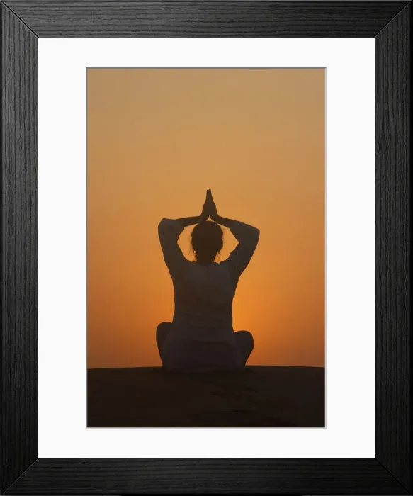 Framed Print : Sunset meditation in the desert, Abu Dhabi, United Arab Emirates, Middle East Framed Print : Sunset meditation in the desert, Abu Dhabi, United Arab Emirates, Middle East