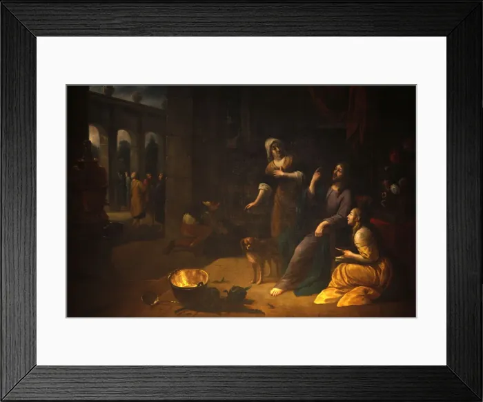 Framed Print : Painting depicting Jesus with sisters Mary and Martha, Saint Gervias-Saint Protais church Framed Print : Painting depicting Jesus with sisters Mary and Martha, Saint Gervias-Saint Protais church