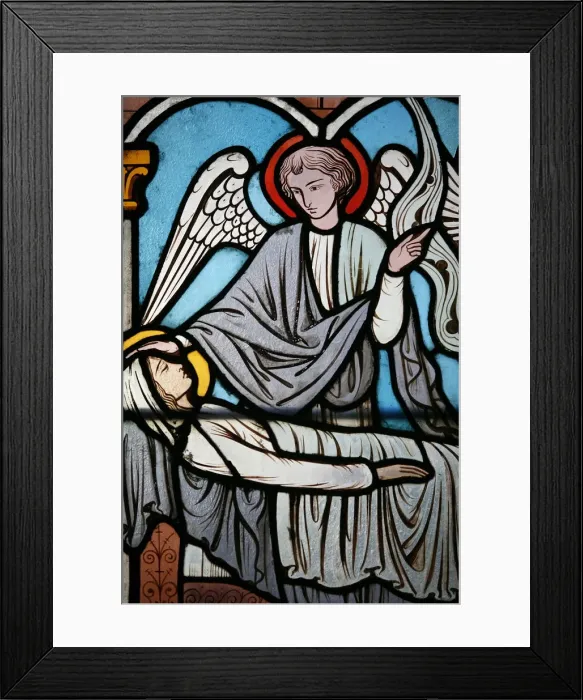 Framed Print : Stained glass window by Alfred Gerente depicting the life of Sainte Genevieve Framed Print : Stained glass window by Alfred Gerente depicting the life of Sainte Genevieve
