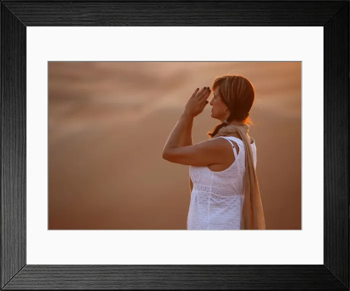 Framed Print : Sunset meditation in the desert, Abu Dhabi, United Arab Emirates, Middle East Framed Print : Sunset meditation in the desert, Abu Dhabi, United Arab Emirates, Middle East