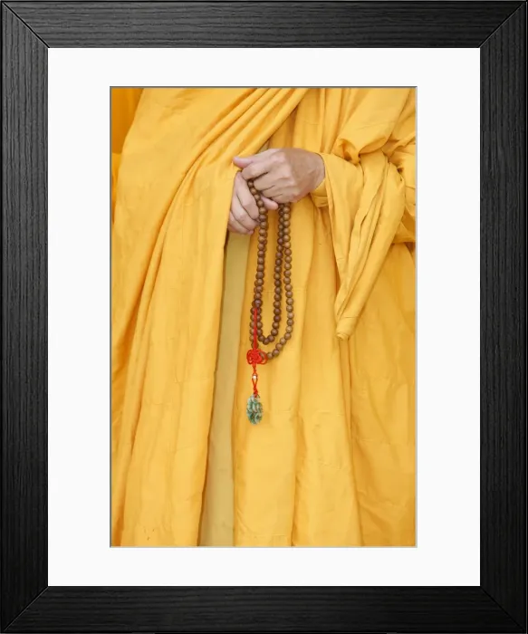 Framed Print : Buddhist monk holding prayer beads, Thiais, Val de Marne, France, Europe Framed Print : Buddhist monk holding prayer beads, Thiais, Val de Marne, France, Europe