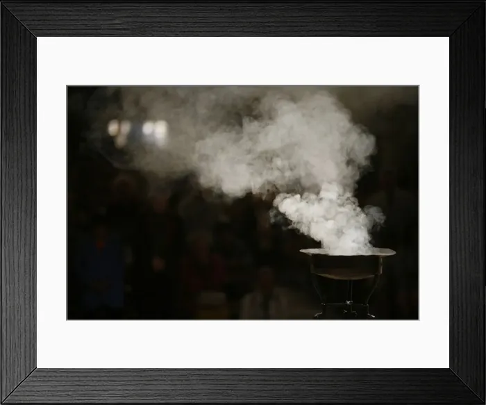 Framed Print : Incense burning in Paris cathedral, Paris, France, Europe Framed Print : Incense burning in Paris cathedral, Paris, France, Europe