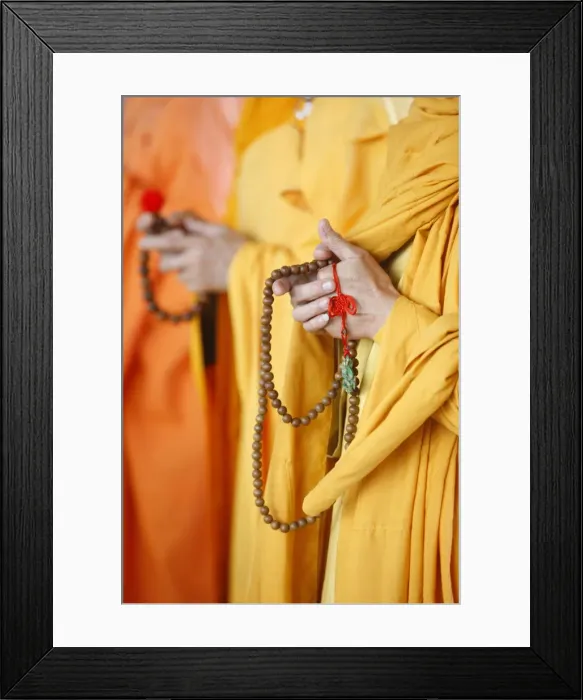 Framed Print : Buddhist monks praying, Thiais, Val de Marne, France, Europe Framed Print : Buddhist monks praying, Thiais, Val de Marne, France, Europe