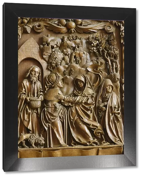 Detail of the Visitation of the Blessed Virgin Mary on the carved altar, dating from 1509