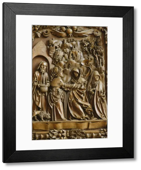 Framed Print : Detail of the Visitation of the Blessed Virgin Mary on the carved altar, dating from 1509 Framed Print : Detail of the Visitation of the Blessed Virgin Mary on the carved altar, dating from 1509