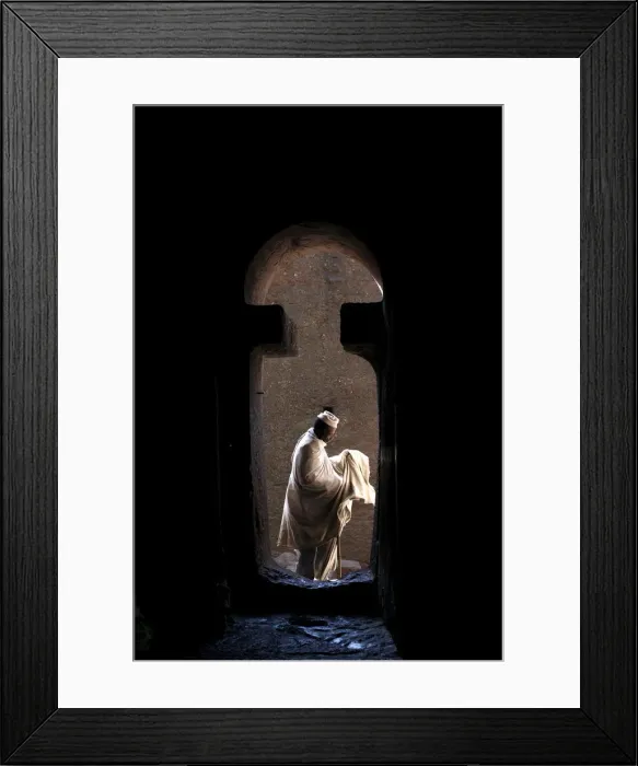 Framed Print : Man entering Bet Medhane Alem church in Lalibela, Wollo, Ethiopia, Africa Framed Print : Man entering Bet Medhane Alem church in Lalibela, Wollo, Ethiopia, Africa