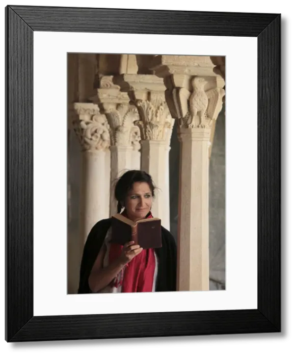 Framed Print : Woman reading the Bible in the Cloister of Saint Sauveur, Aix en Provence Framed Print : Woman reading the Bible in the Cloister of Saint Sauveur, Aix en Provence