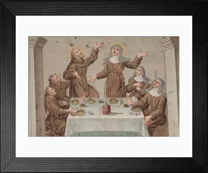 Framed Print : An 18th century fresco depicting the life of St. Francis of Assisi, Monastery of Saorge