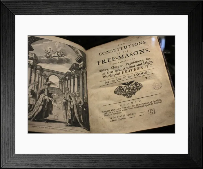 Framed Print : Title page of the Freemason Constitution, Freemasons Museum, Paris, France, Europe Framed Print : Title page of the Freemason Constitution, Freemasons Museum, Paris, France, Europe