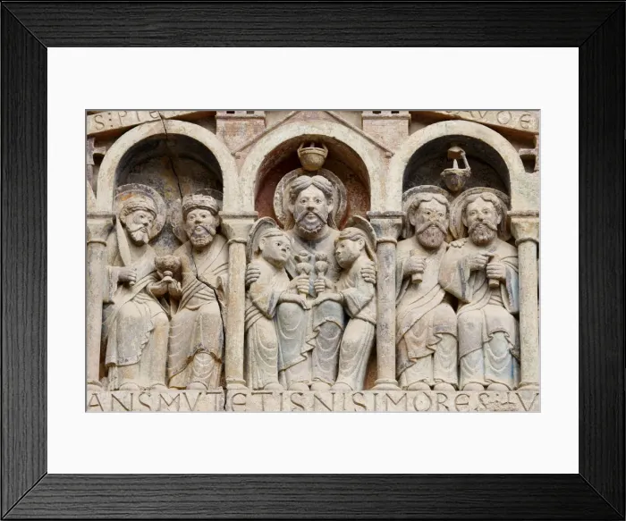 Framed Print : Tympanum showing Abraham, Sainte Foy Abbey church, Conques, Aveyron, Massif Central Framed Print : Tympanum showing Abraham, Sainte Foy Abbey church, Conques, Aveyron, Massif Central