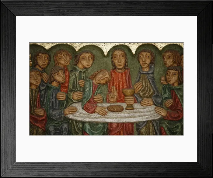 Framed Print : Main altar sculpture dating from 1980, of the Last Supper, by Claude Gruer Framed Print : Main altar sculpture dating from 1980, of the Last Supper, by Claude Gruer