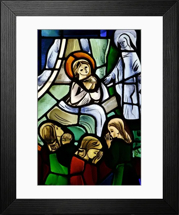 Framed Print : Stained glass depicting Sainte Therese de Lisieux healed by Mary in Framed Print : Stained glass depicting Sainte Therese de Lisieux healed by Mary in