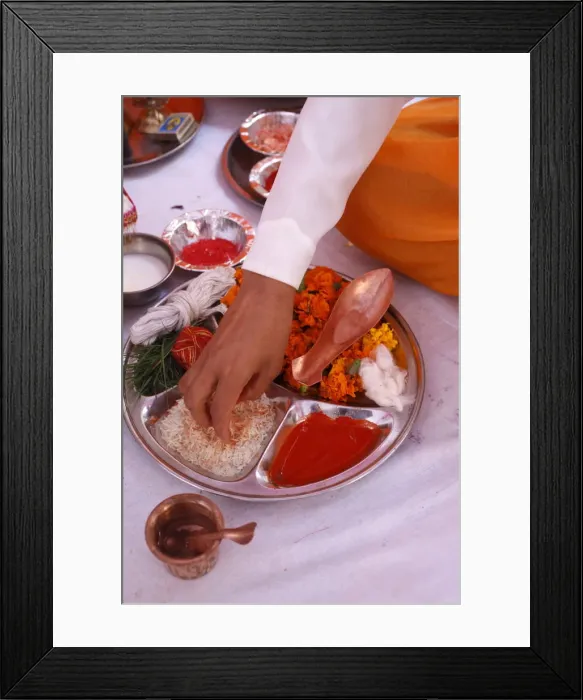 Framed Print : Offerings for Puja in a Hindu temple, Haridwar, India, Asia Framed Print : Offerings for Puja in a Hindu temple, Haridwar, India, Asia