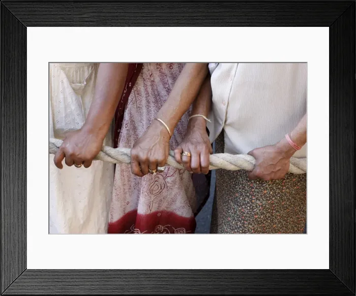 Framed Print : Devotees pulling the rope of the giant chariot carrying Lord Krishna Framed Print : Devotees pulling the rope of the giant chariot carrying Lord Krishna