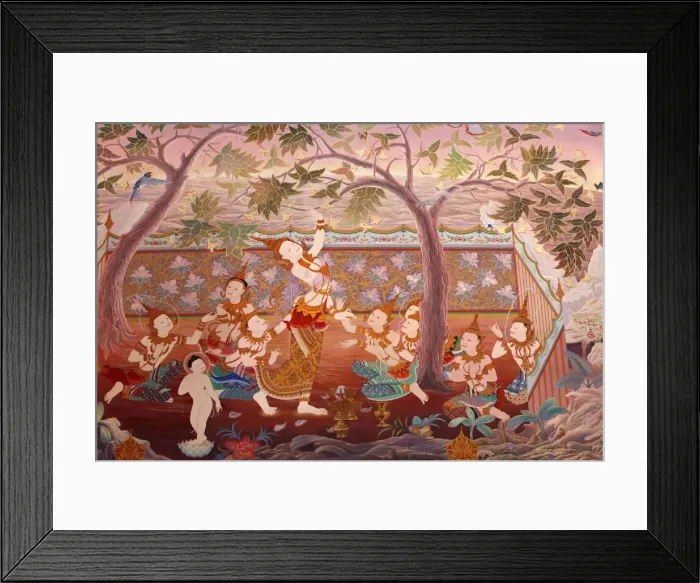 Framed Print : Detail of a mural painting in the Uposatha (shrine hall) of Buddhapadipa temple
