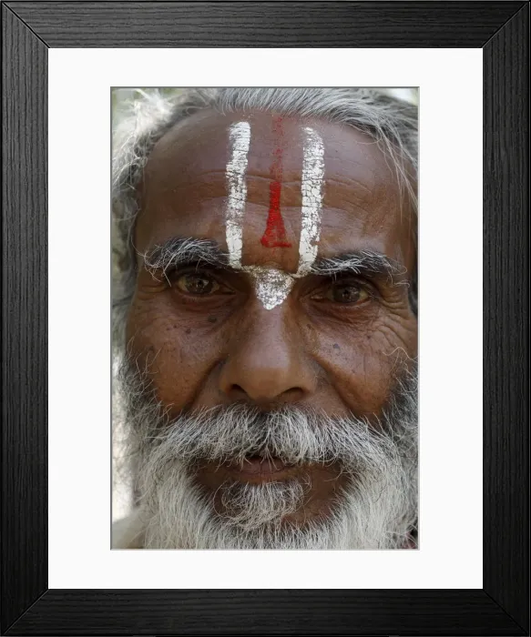 Framed Print : Hindu pilgrim from Jharkand wearing the trident-shaped mark worn by the devotees of Framed Print : Hindu pilgrim from Jharkand wearing the trident-shaped mark worn by the devotees of