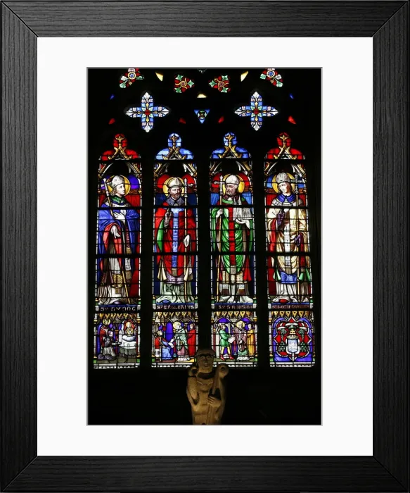 Framed Print : Stained glass of saints from Brittany, including St. Samson, Saint-Samson cathedral Framed Print : Stained glass of saints from Brittany, including St. Samson, Saint-Samson cathedral