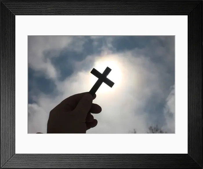 Framed Print : Cross in the sky, Haute-Savoie, France, Europe Framed Print : Cross in the sky, Haute-Savoie, France, Europe