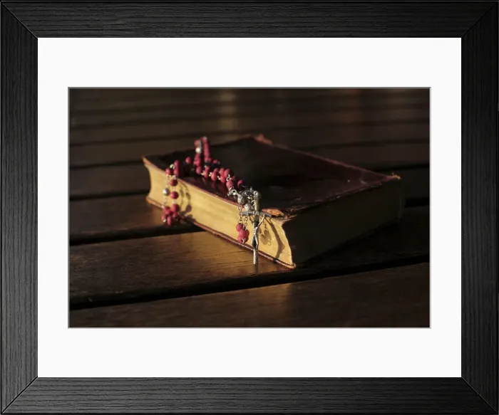 Framed Print : Old Bible and rosary, Madikwe, South Africa, Africa Framed Print : Old Bible and rosary, Madikwe, South Africa, Africa