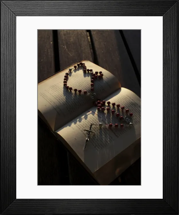 Framed Print : Old Bible and rosary, Madikwe, South Africa, Africa Framed Print : Old Bible and rosary, Madikwe, South Africa, Africa