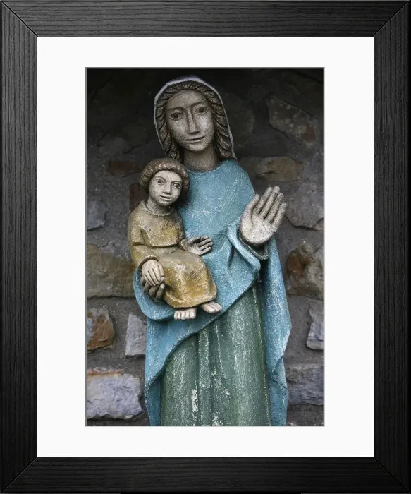 Framed Print : Statue of Virgin and Child outside Saint-Pierre de Solesmes Abbey, Solesmes, Sarthe Framed Print : Statue of Virgin and Child outside Saint-Pierre de Solesmes Abbey, Solesmes, Sarthe