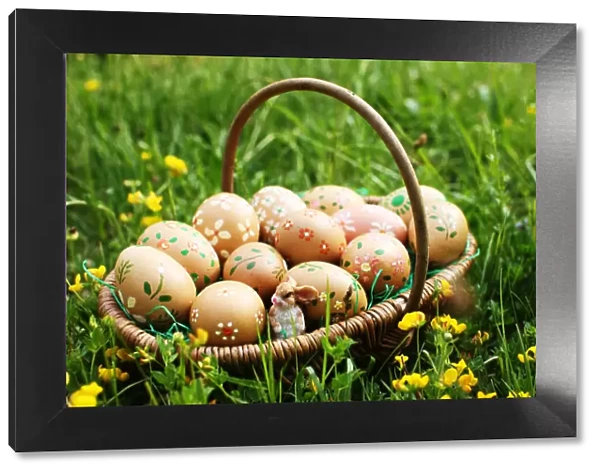 Easter eggs in a basket, Haute-Savoie, France
