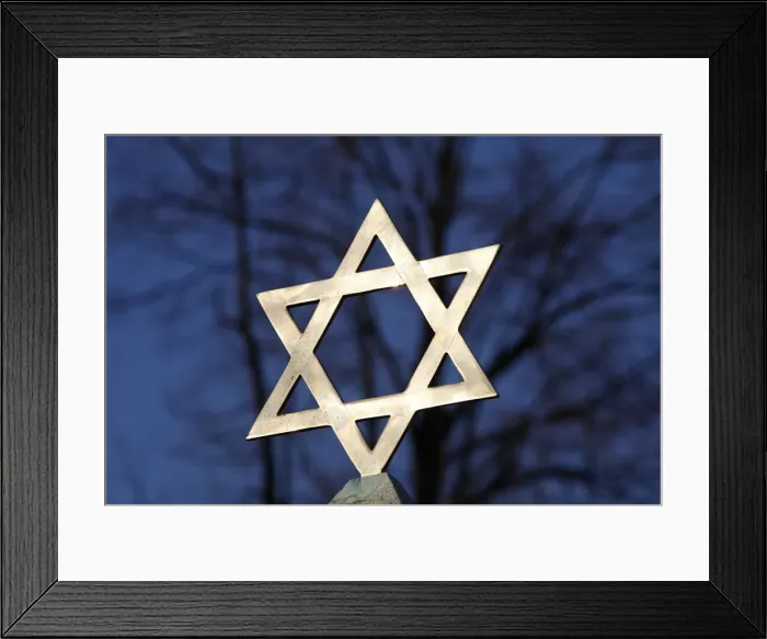 Framed Print : Star of David on top of a gravestone, Bagneux, Hauts-de-Seine, France, Europe