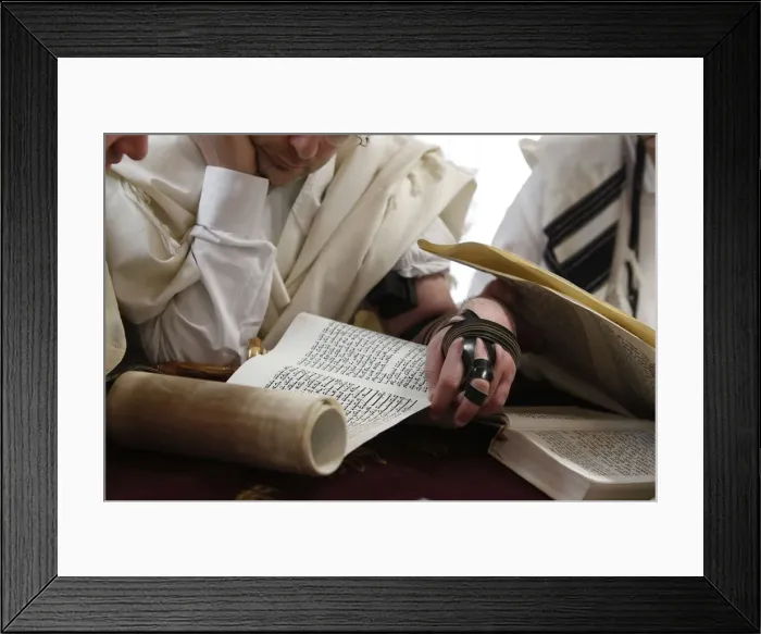 Framed Print : Reading the Book of Esther during Purim celebration in a synagogue, Montrouge Framed Print : Reading the Book of Esther during Purim celebration in a synagogue, Montrouge