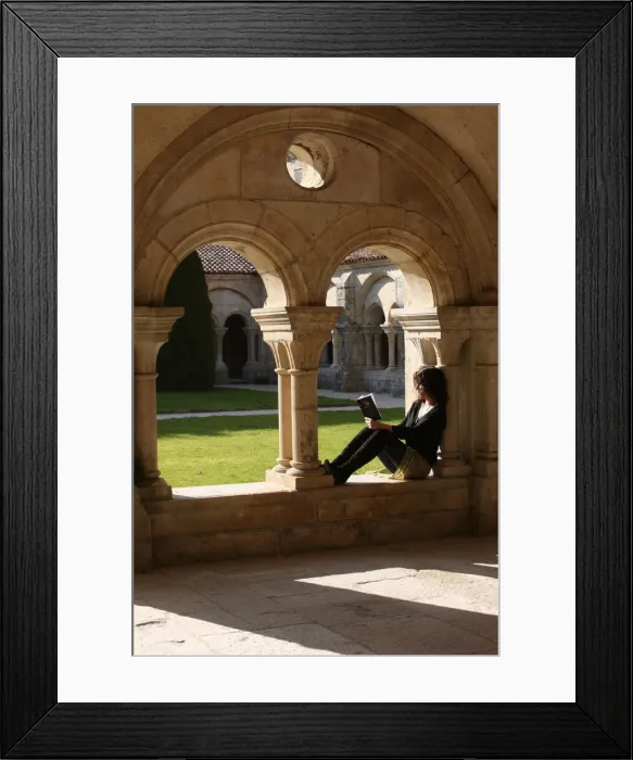 Framed Print : Bible reading in Fontenay abbey church, Burgundy, France, Europe Framed Print : Bible reading in Fontenay abbey church, Burgundy, France, Europe