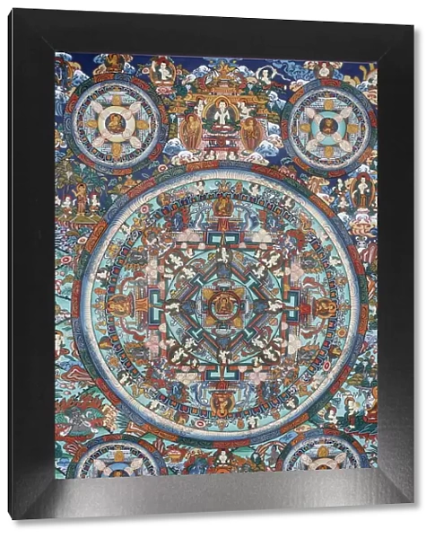Mandala on a Tibetan thangka, Bhaktapur, Nepal, Asia