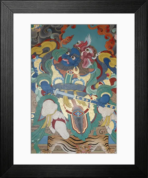 Framed Print : Temple guardian guarding the South, named Virudhaka, Kopan monastery, Kathmandu, Nepal Framed Print : Temple guardian guarding the South, named Virudhaka, Kopan monastery, Kathmandu, Nepal