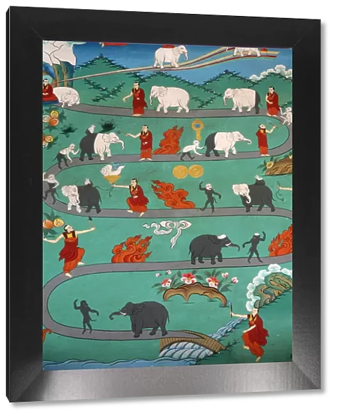 White elephant tale at Kopan monastery, Kathmandu, Nepal, Asia