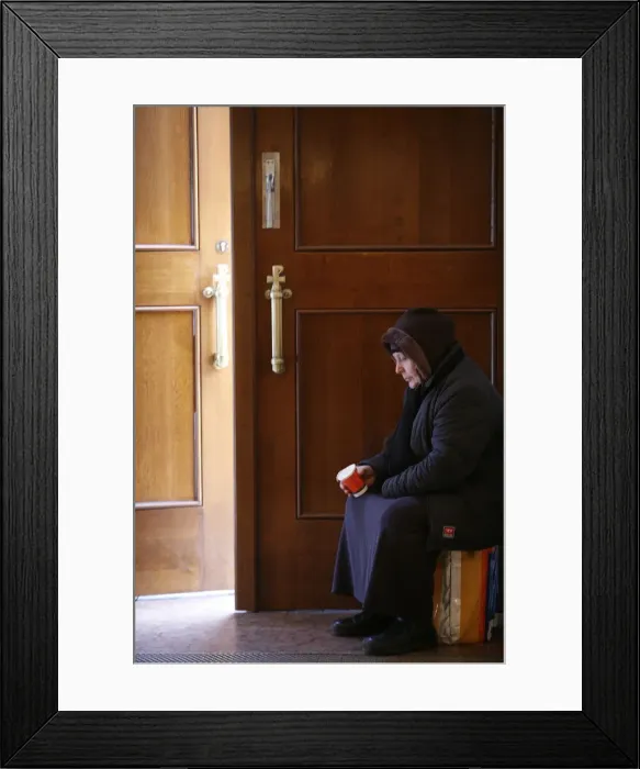 Framed Print : Beggar in Burgersaalkirche, Munich, Bavaria, Germany, Europe Framed Print : Beggar in Burgersaalkirche, Munich, Bavaria, Germany, Europe