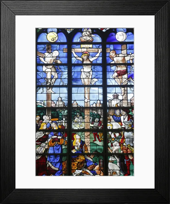 Framed Print : 16th-century stained glass windows set in the north wall of Saint Joan of Arc Framed Print : 16th-century stained glass windows set in the north wall of Saint Joan of Arc